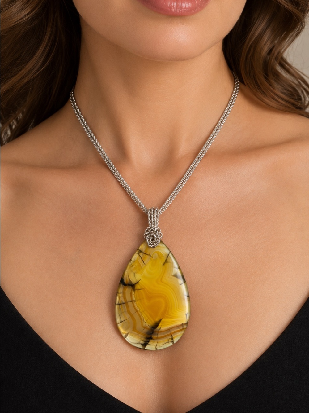 Natural Montana Agate Pendant w/ wrapping ware